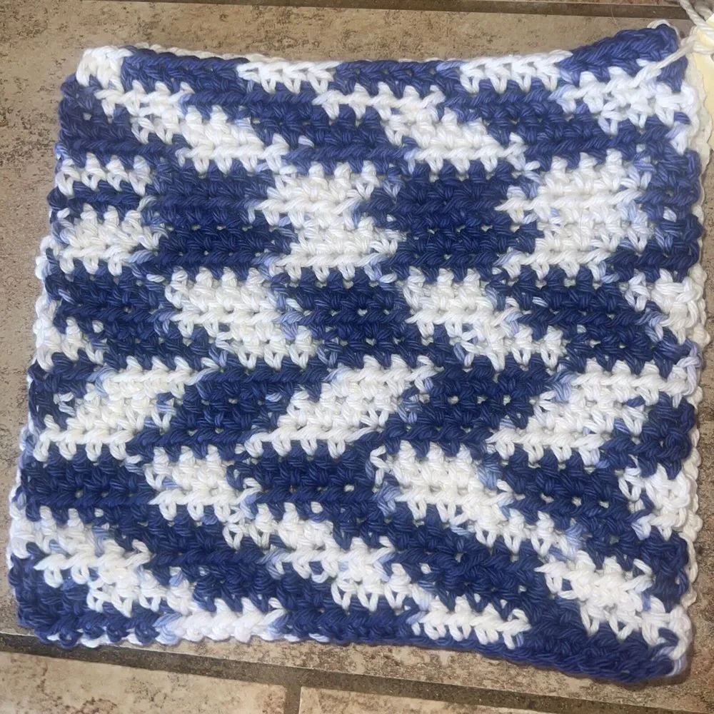 Handmade‎ Set of 2 Crochet Cotton Dish/Wash Cloths 8.5x7.5 Inches